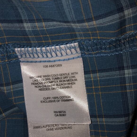 Columbia Casual Resort Vacation Blue Plaid Short Sleeve Button Up Shirt Large - Picture 10 of 12